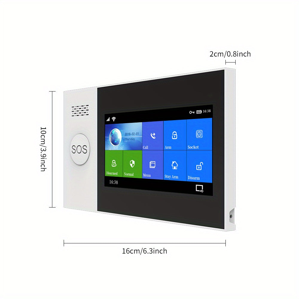 4G Wireless Home Security Touchscreen Alarm System WiFi Wireless Smart Home Burglar Alarm System with SMS Push Support, Compatible with Alexa And Google, DIY Wireless Burglar Alarm System, PGST