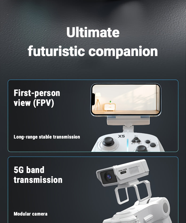 AI Robot with Dual-Mode Gripper/Cargo System, Programmable Arm & FPV Camera - Heavy-Duty 10kg/22lbs Payload, Wireless/Wireless Smart Robot, USB-Rechargeable, for Home, Office, STEM Education, Robotics Programming - Ideal for