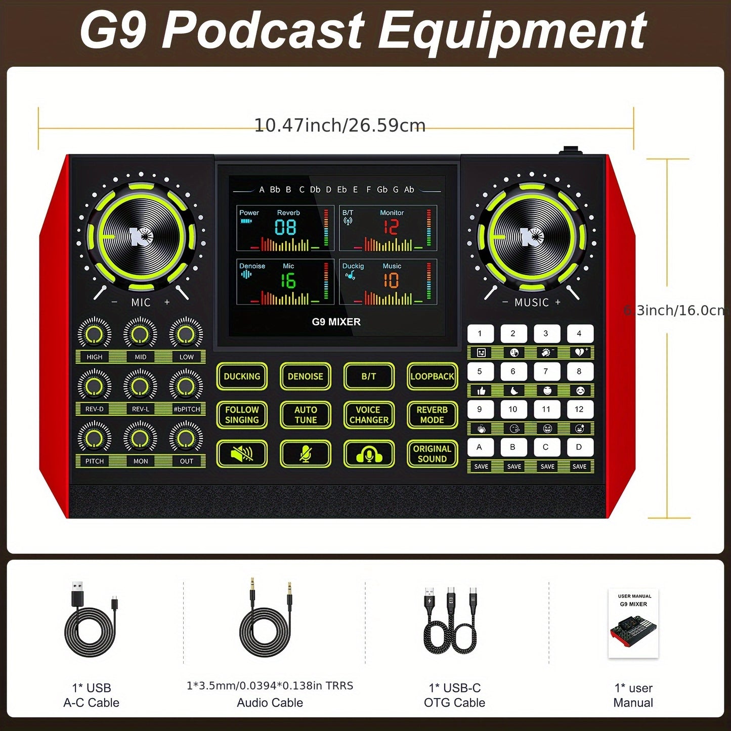 This Mic Mixer Set Podcast Influencer KOL Singing Gaming DJ Mixing Station Controller Equipment Studio Professional Recording Electronic Music Mixer Power Karaoke Machine Available Dynamic Condenser Wired Microphone Portable