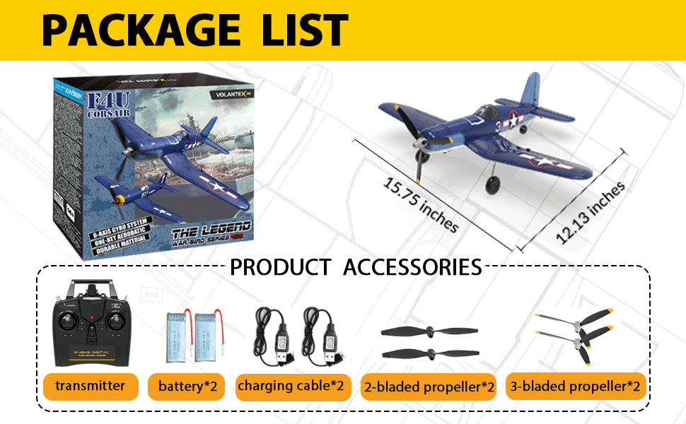 Volantex RC Planes for Adults,4-CH F4U Corsair RC Airplane,One-Key Aerobatic, Stable and Safe,Suitable for Outdoor Activity