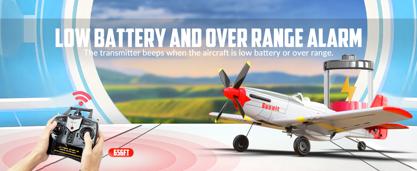 Volantex RC Plane,P-51 Mustang RTF RC Airplane,One-Key Aerobatic, Stable and Safe,Suitable for Outdoor Activity and gifts