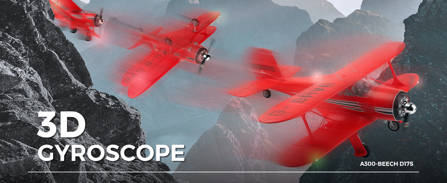 WLtoys A300 4-CH RC Plane, Beechcraft D-17 RC Airplanes with Lights, 6G/3D Brushless RC Planes for adults, Outdoors and Gifts