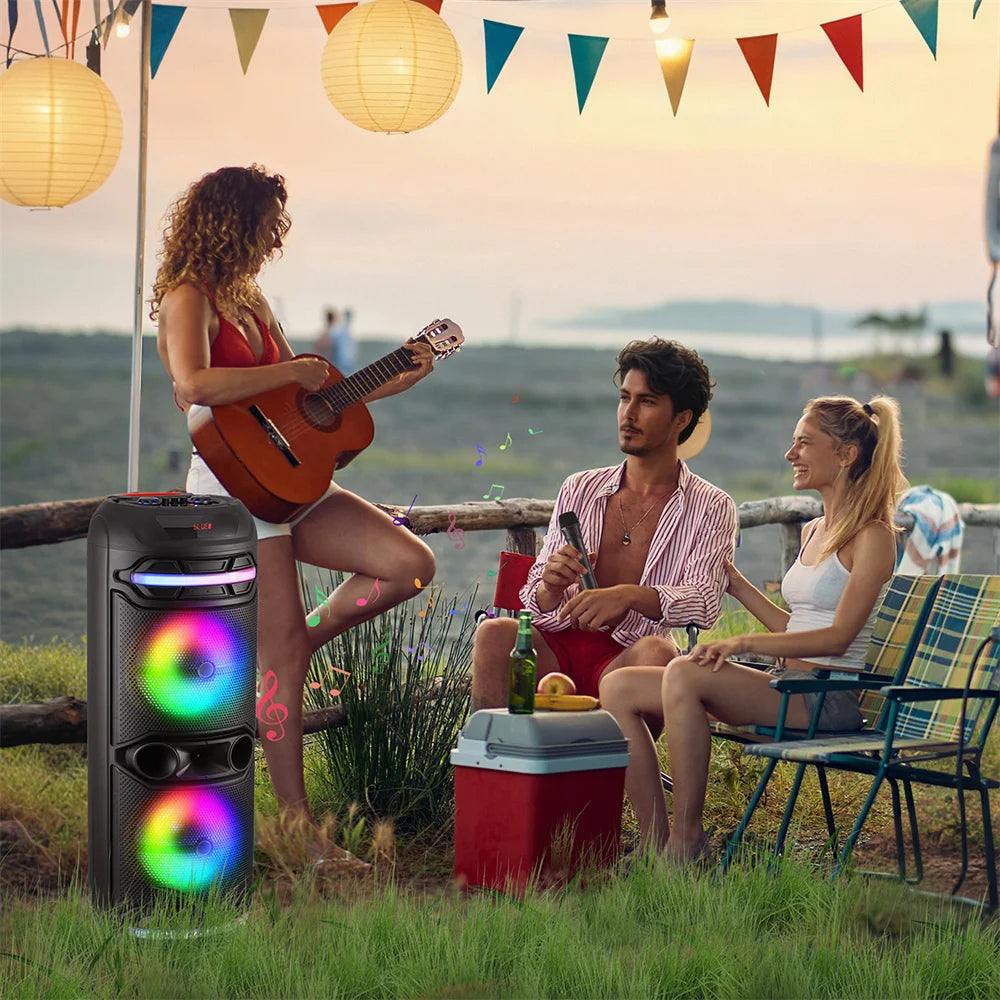 Dual 12" Bluetooth Speaker Loudest/Massive Big Party Boombox Portable Speaker Wireless Subwoofer