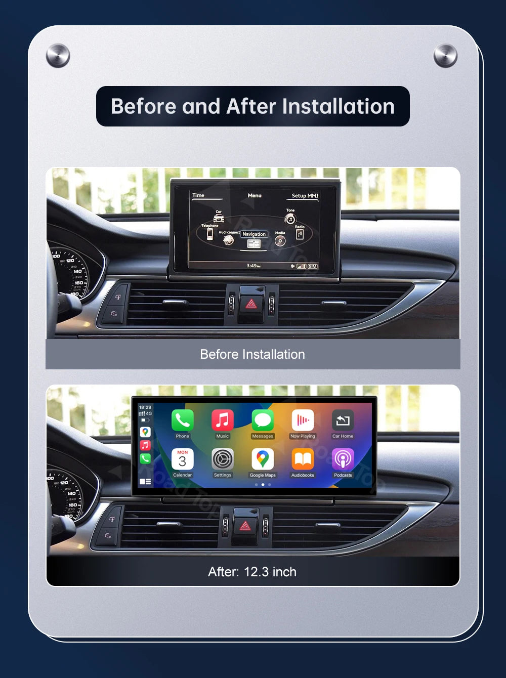 12.3'' Touch Screen Multimedia Display for Audi A6 A7 3G MMI HN+ RMC MHI2011-2018 with Airplay Wireless Carplay And Android Auto