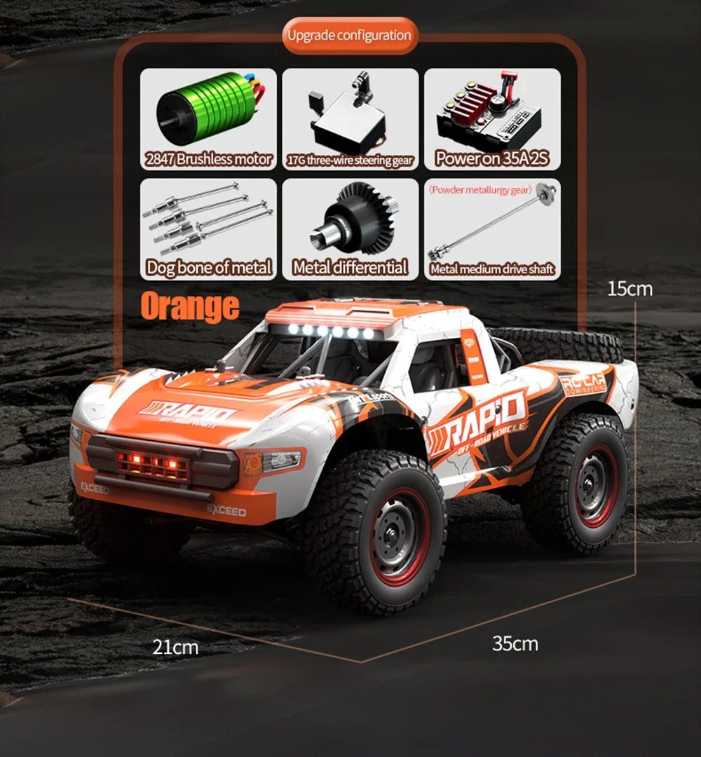 Q130 1/14 Rc Car Off Road With LED 4WD 70km/h High Speed Brushless Motor Monster Truck Desert/Snow Racing Drift Cars Toy for Boy