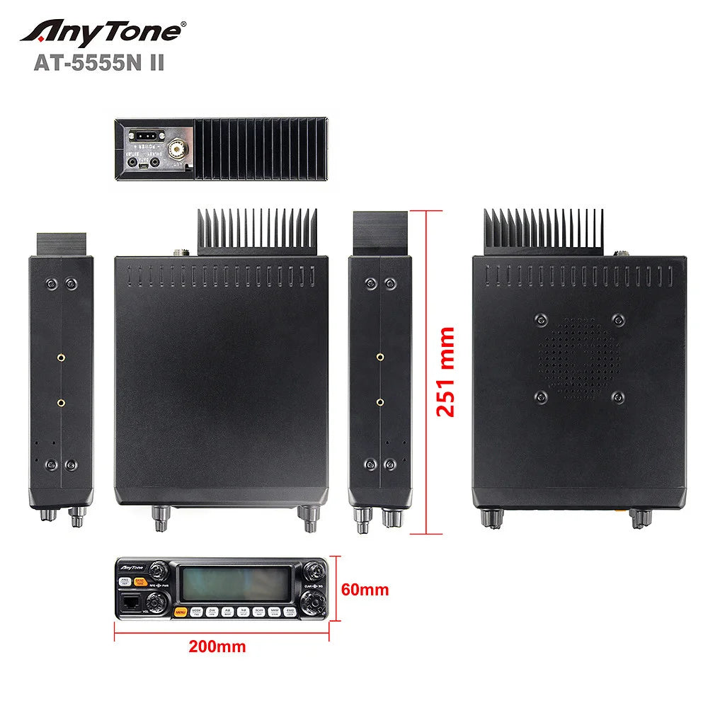 AnyTone AT-5555N II 28.000-29.700MHz 10 Meter Radio 40 Channel Mobile Transceiver AM/FM/SSB/LSB/USB Mode 10 Meter Radio