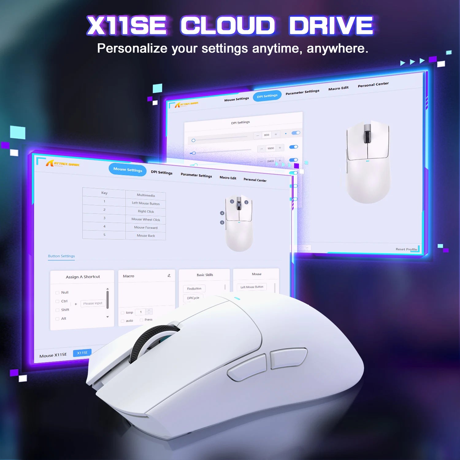 Lightweight Wireless Gaming Mouse, Tri-Mode 2.4G/USB-C Wired/BT, 22K DPI, PAW3311 Optical Sensor, 59g, 5 Prog