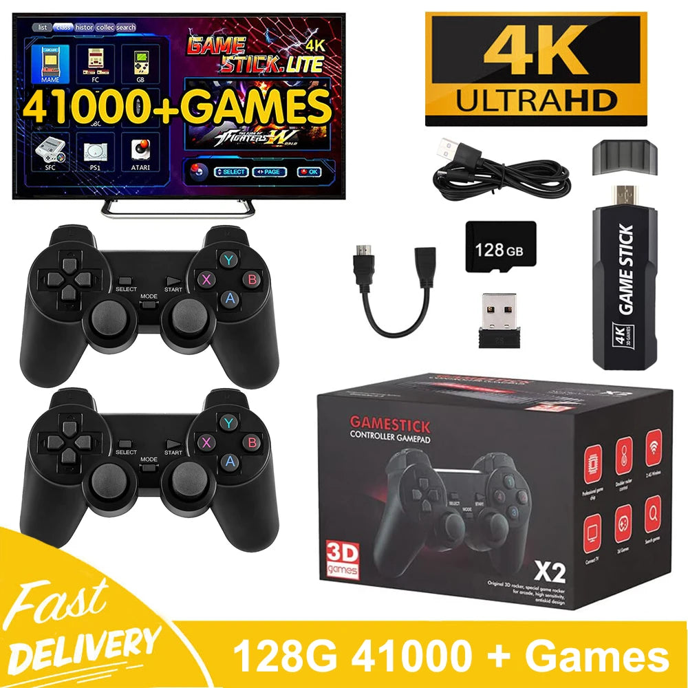 2025 X2 Plus Retro TV Game Console 3D HDMI Output Ultra Low Latency TV Game Stick 2.4G Dual Handles Portable Home Games Console