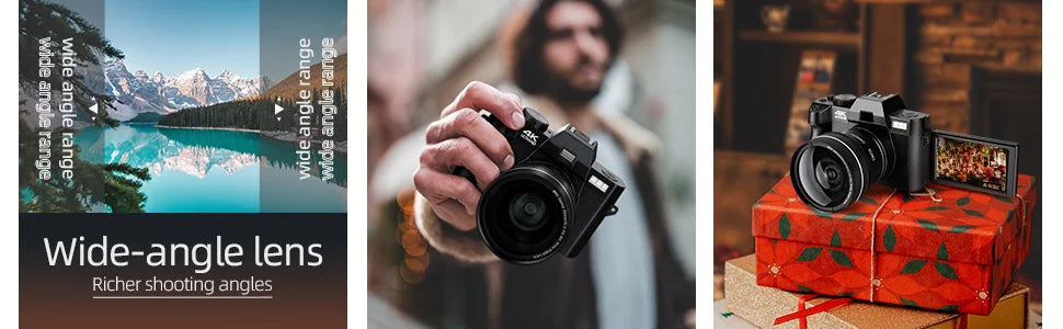 Macro Lens 4K Digital Camera Flip Screen Selfie Camcorder 48MP Youtube Vlog WIFI Webcam  Video Recorder 16X Digital Zoom