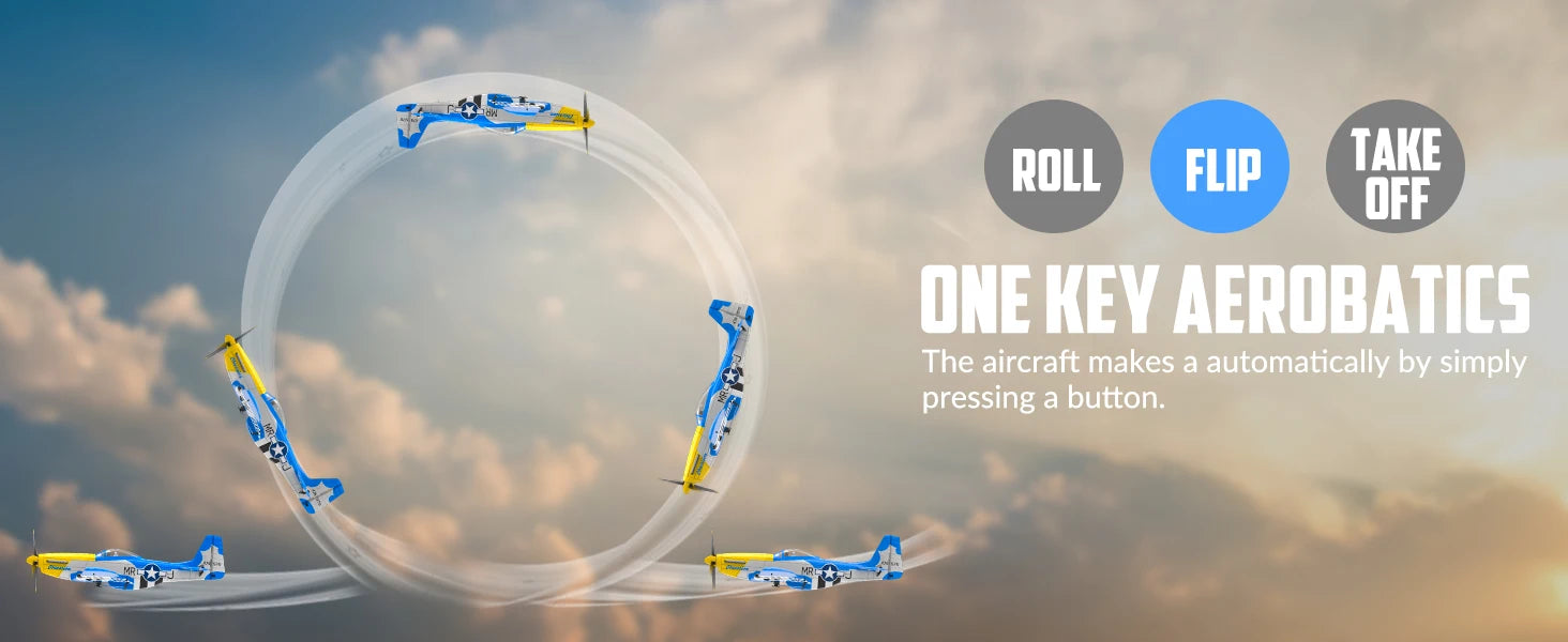 Volantexrc RC Planes for Adults,RTF P-51D Mustang RC Airplane, One-Key Aerobatic, 6-Axis Gyro, Suitable for Outdoors and Gifts
