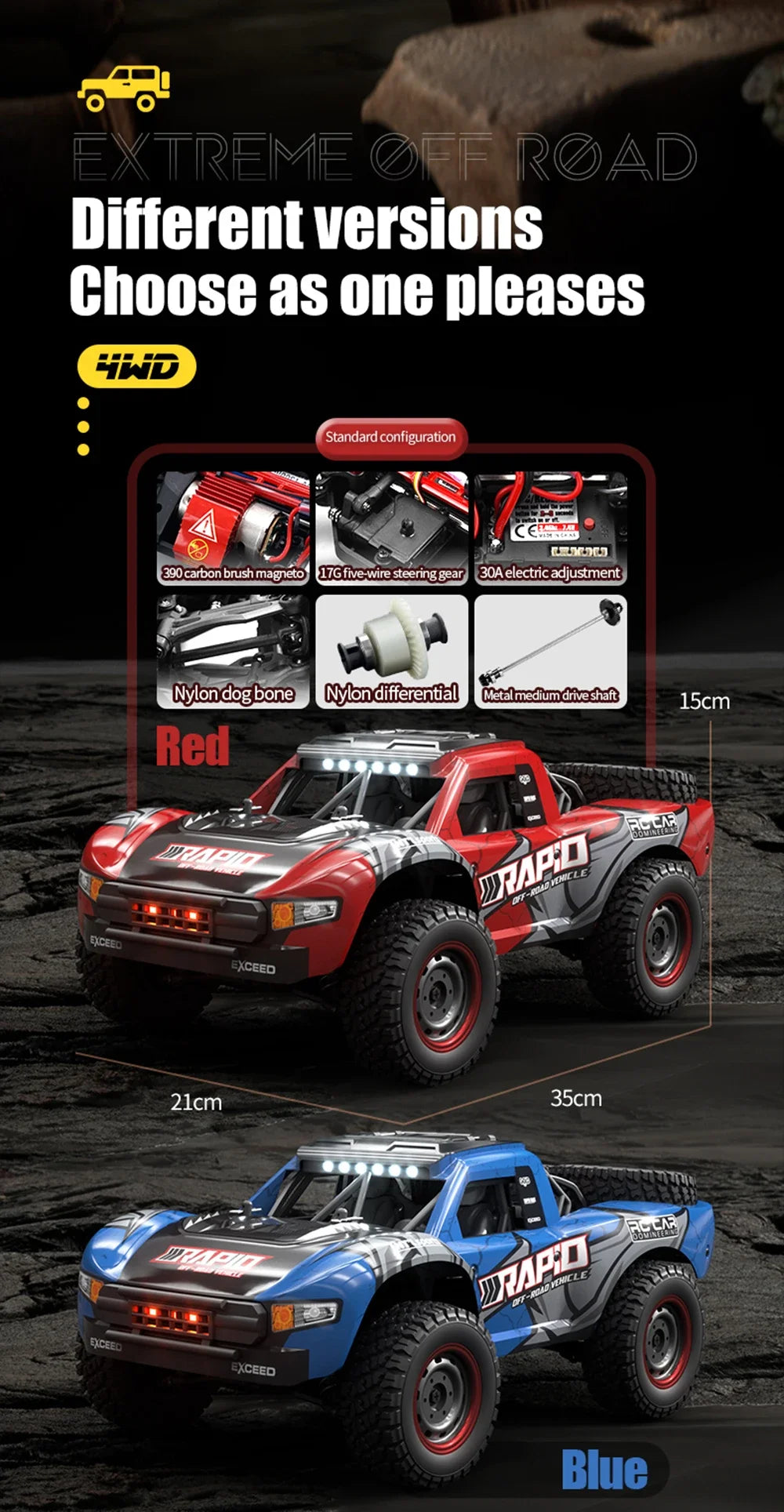 Q130 1/14 Rc Car Off Road With LED 4WD 70km/h High Speed Brushless Motor Monster Truck Desert/Snow Racing Drift Cars Toy for Boy