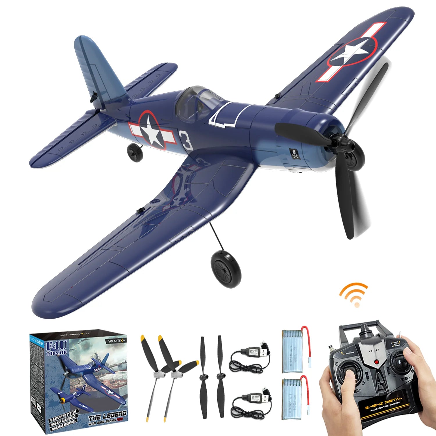 Volantex RC Planes for Adults,4-CH F4U Corsair RC Airplane,One-Key Aerobatic, Stable and Safe,Suitable for Outdoor Activity