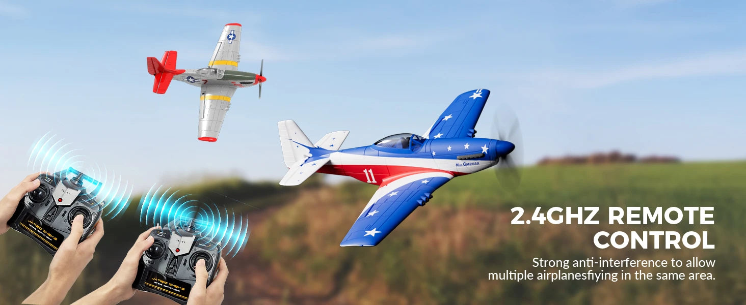Volantex RC Plane, P51D Mustang RTF RC Airplane,One-Key Aerobatic, Stable and Safe,Suitable for Outdoor Activity and gifts