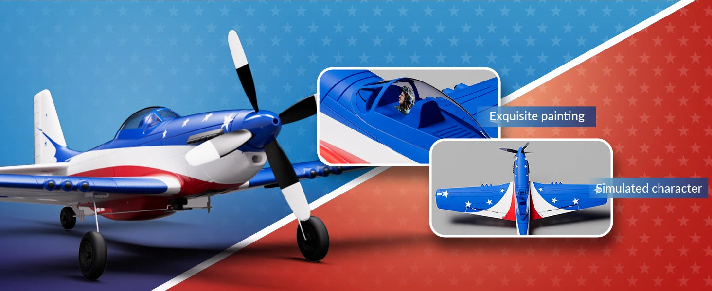 Volantex RC Plane, P51D Mustang RTF RC Airplane,One-Key Aerobatic, Stable and Safe,Suitable for Outdoor Activity and gifts