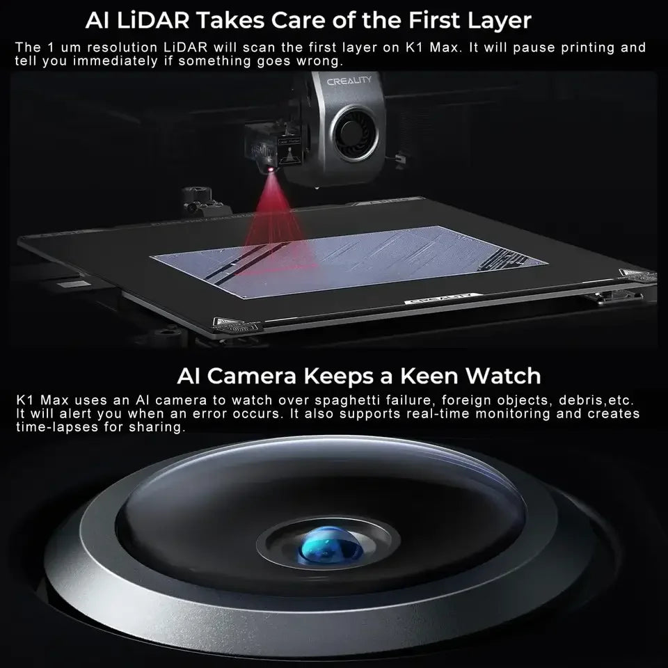 Creality K1 Max 3D Printer 600mm /s Printing Speed Dual-gear Direct Drive Extruder 300x300x300MM