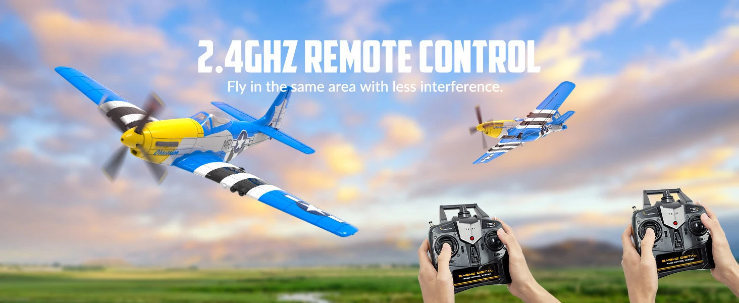 Volantexrc RC Planes for Adults,RTF P-51D Mustang RC Airplane, One-Key Aerobatic, 6-Axis Gyro, Suitable for Outdoors and Gifts