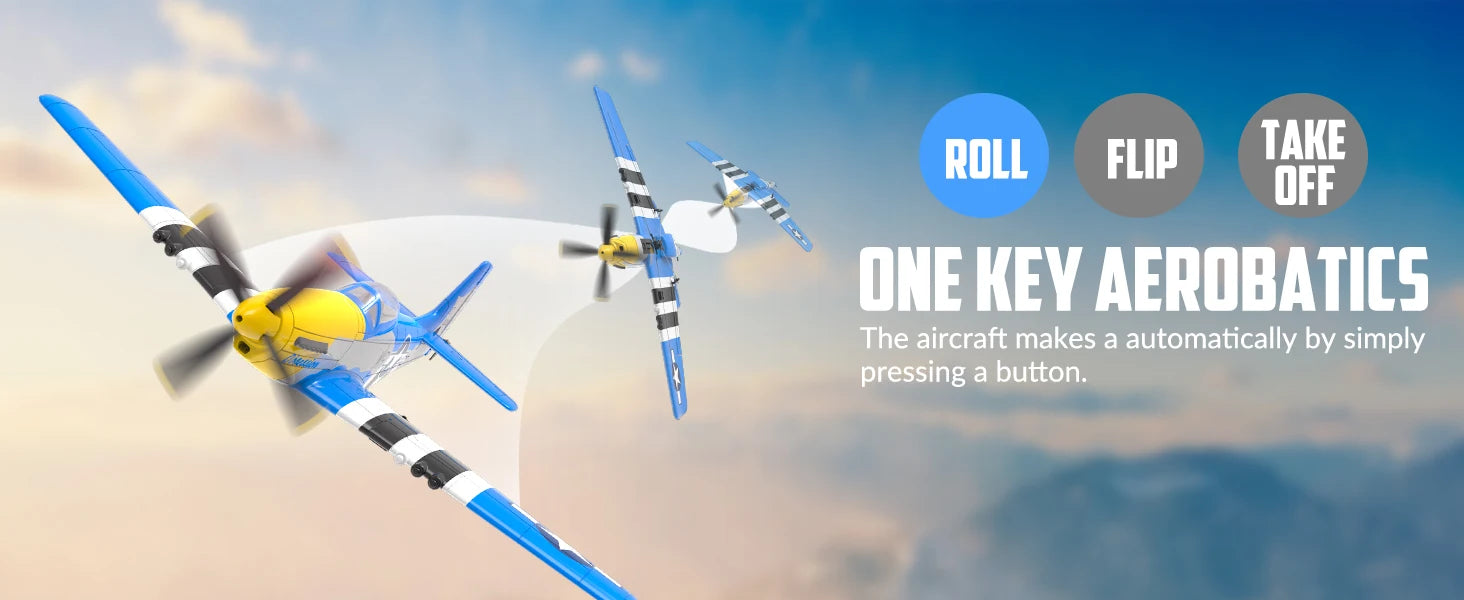 Volantexrc RC Planes for Adults,RTF P-51D Mustang RC Airplane, One-Key Aerobatic, 6-Axis Gyro, Suitable for Outdoors and Gifts