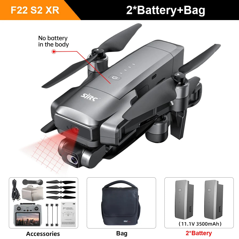 F22 S2 XR PRO+ GPS Professional Drone With 4K EIS Camera Obstacle Avoidance Drones 2Axis Stabilized Gimbal 6KM RC Quadcopter