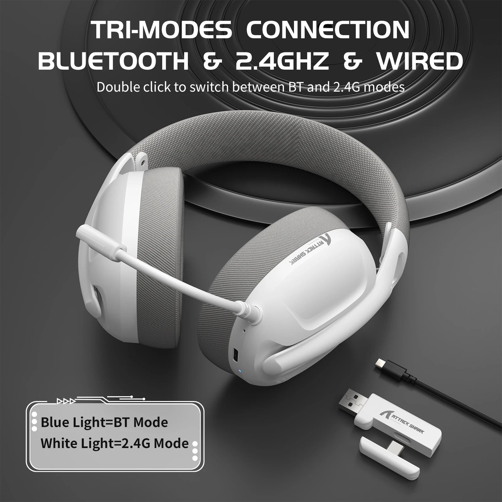 Ultra-Light Tri-Mode Gaming Headset Lightweight Wireless Gaming Headset for PC/PS4/PS5/Switch/Xbox