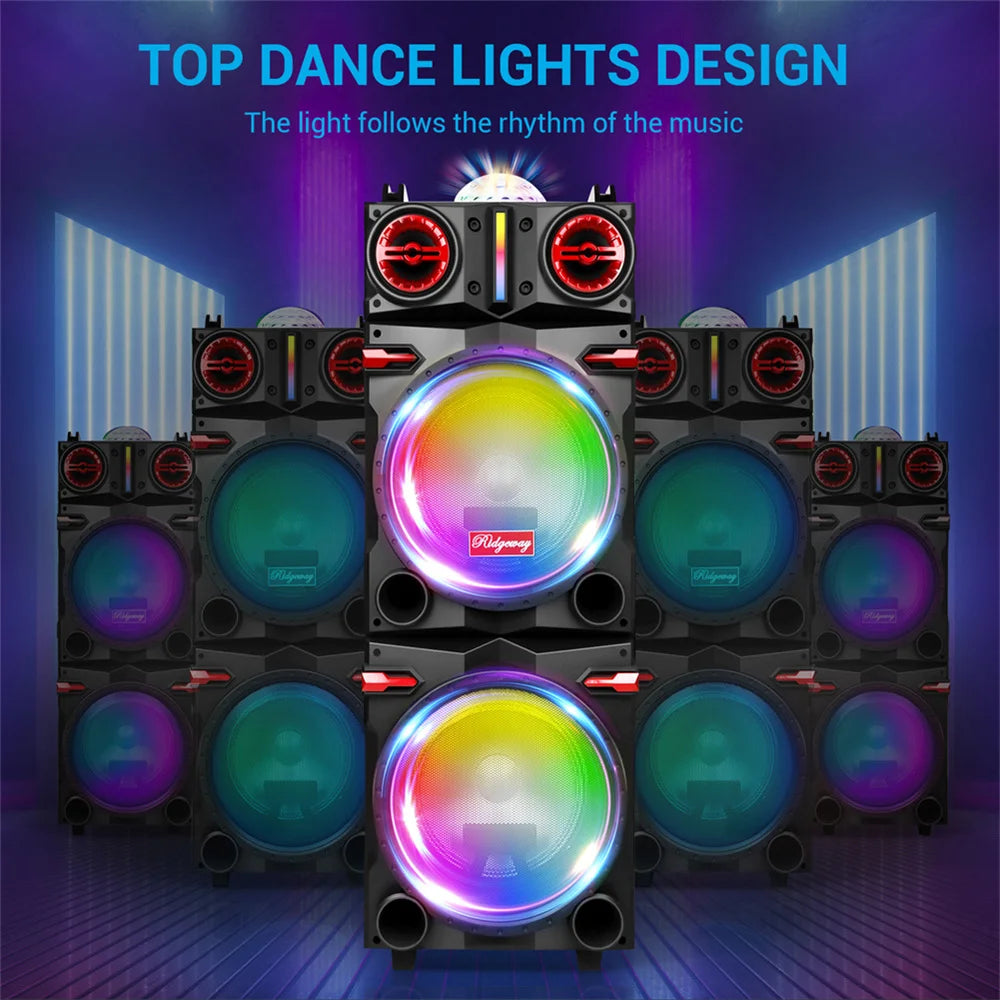 9000W Portable Bluetooth Speaker Heavy Bass Sound System Party Dual10" Subwoofer Led Light Rechargeable Loud Dj Speaker