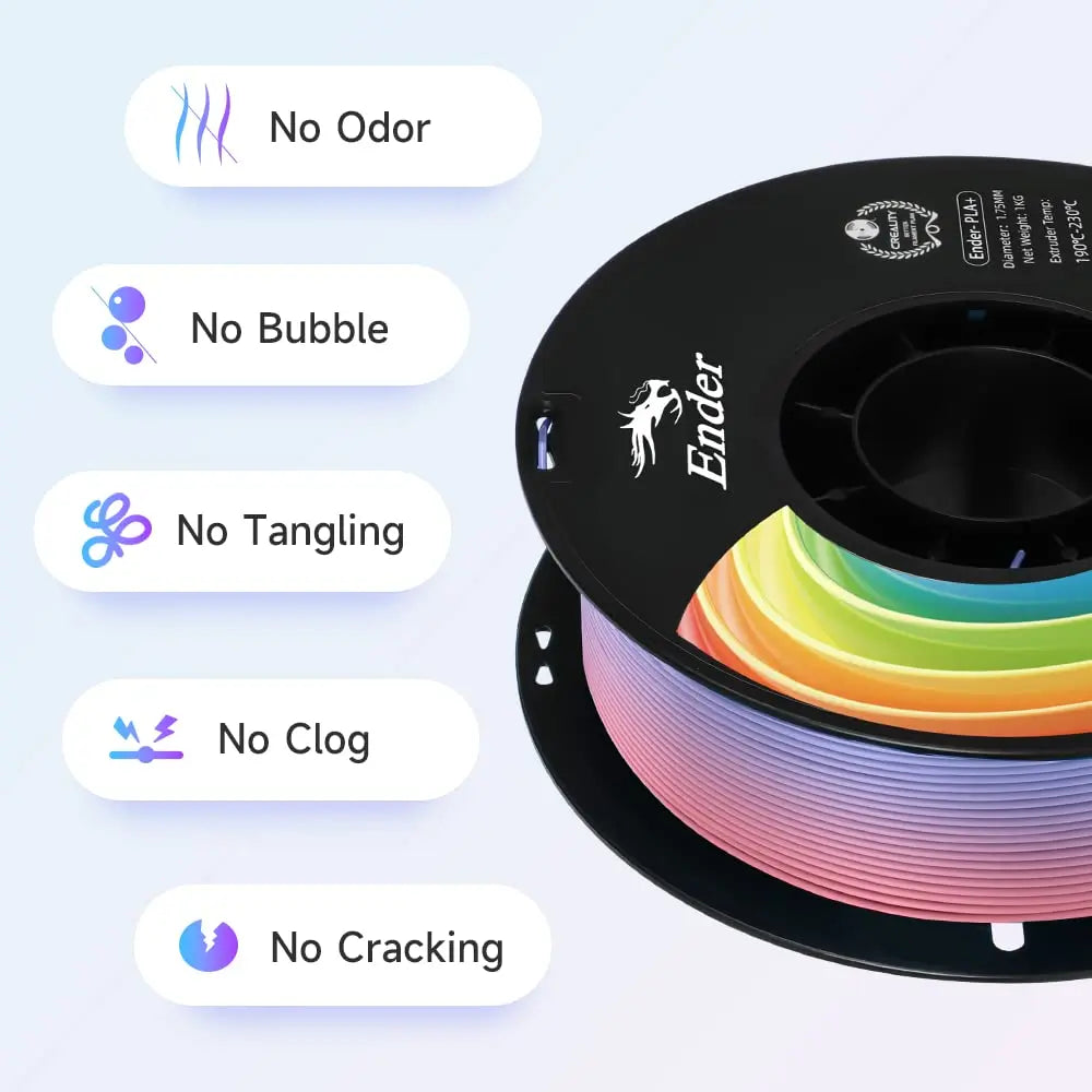 Creality 3D Printer Filament PLA PRO (PLA+) 1.75mm Rainbow Filament 1kg Ender PLA Plus Filament for Most FDM 3D Printers