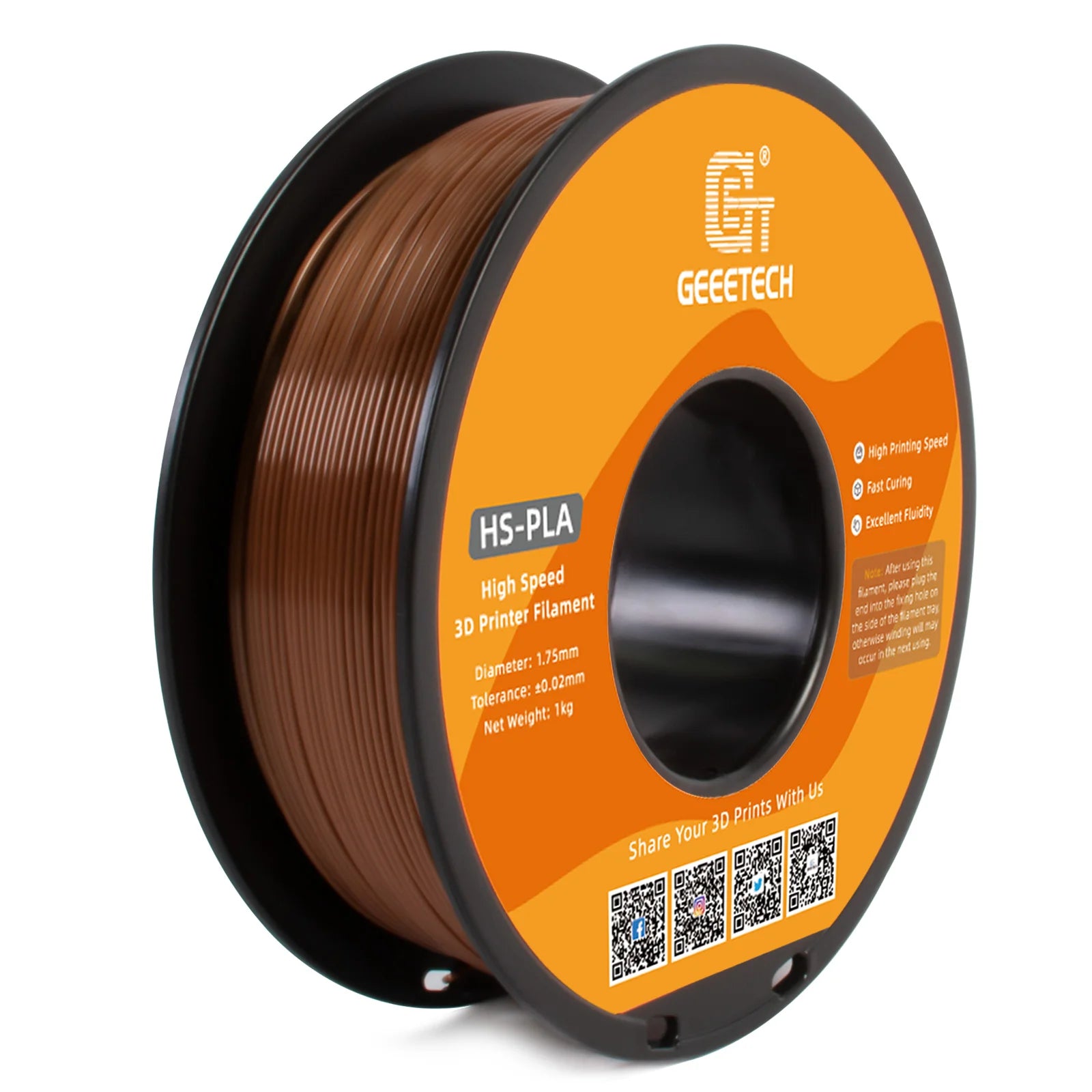 GEEETECH High-Speed PLA Filament 1.75mm 1kg 1 spool, Fast Curing, Better Liquidity, HS-PLA High-Speed 3D Printing Filament