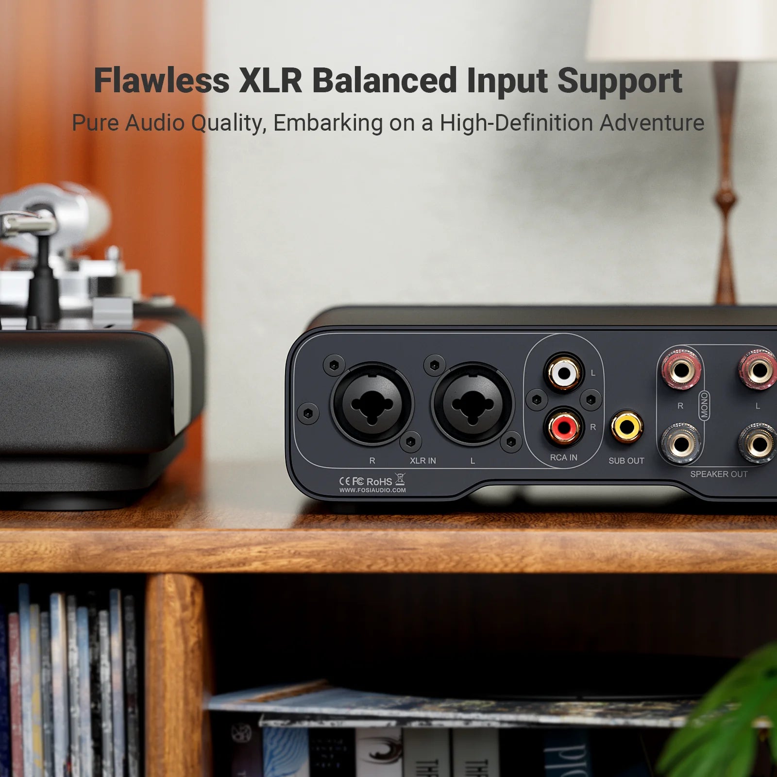 Fosi Audio ZA3 Stereo Power Amplifier TPA3255 Class D HiFi XLR/RCA/Balanced Audio Amp for Passive Bookshelf Speaker With 32V PSU