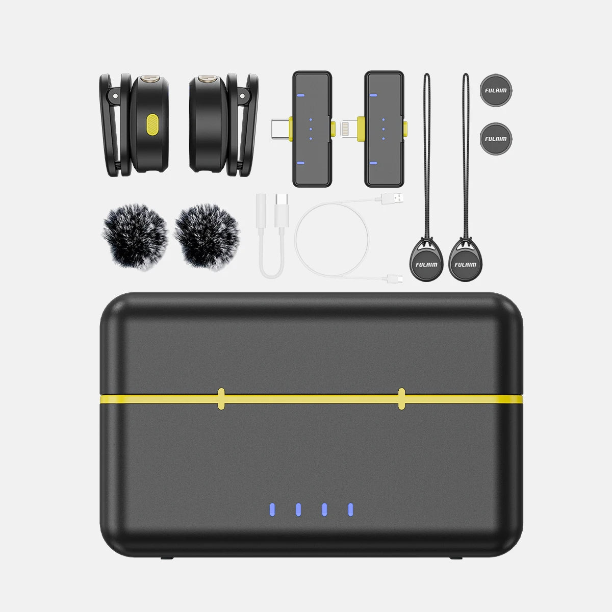 Wireless Lavalier Microphone 200m Pickup 32 Hours Recording For iPhone 15 14 13 /Android/Youtube/Live Streaming Record Interview