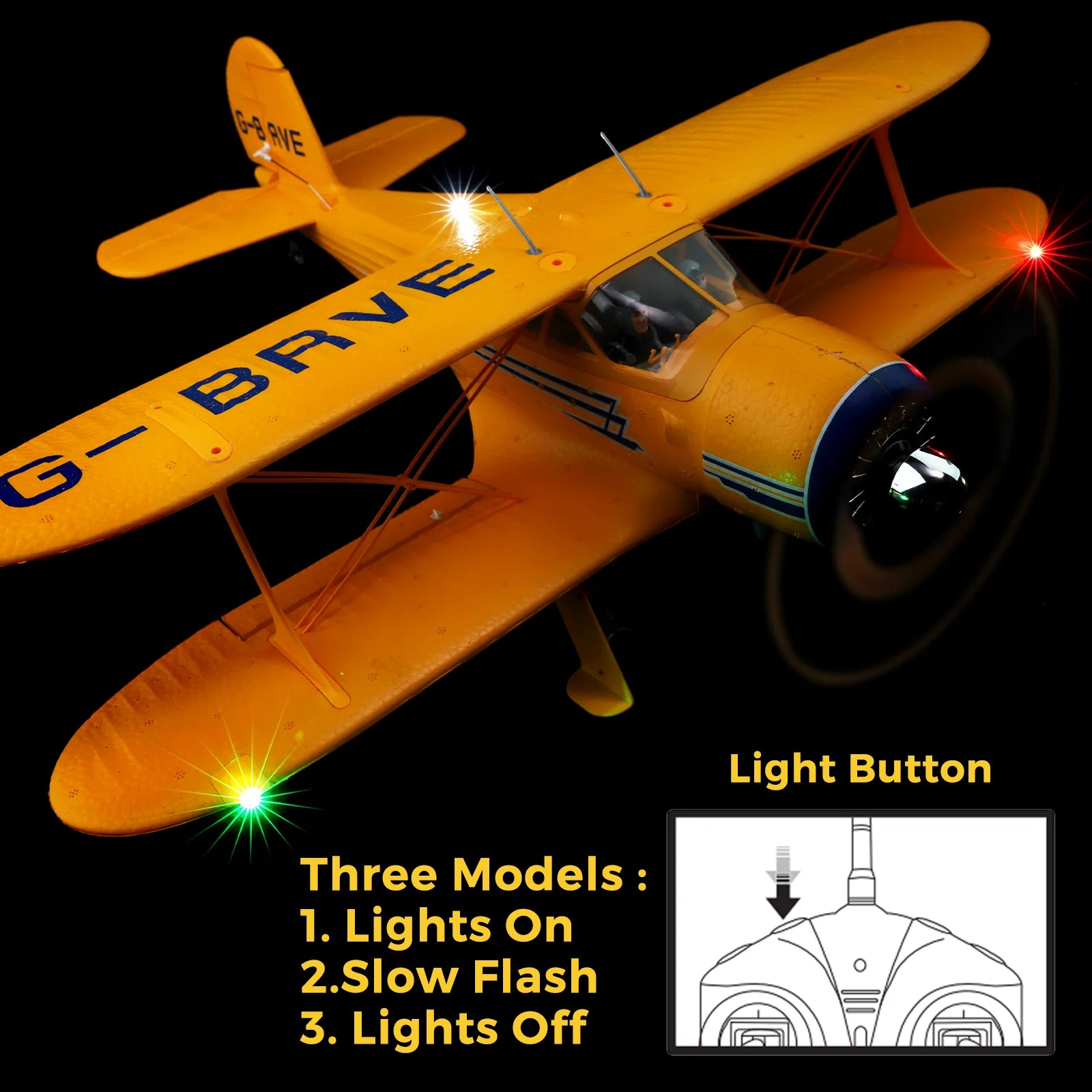 WLtoys A300 4-CH RC Plane, Beechcraft D-17 RC Airplanes with Lights, 6G/3D Brushless RC Planes for adults, Outdoors and Gifts