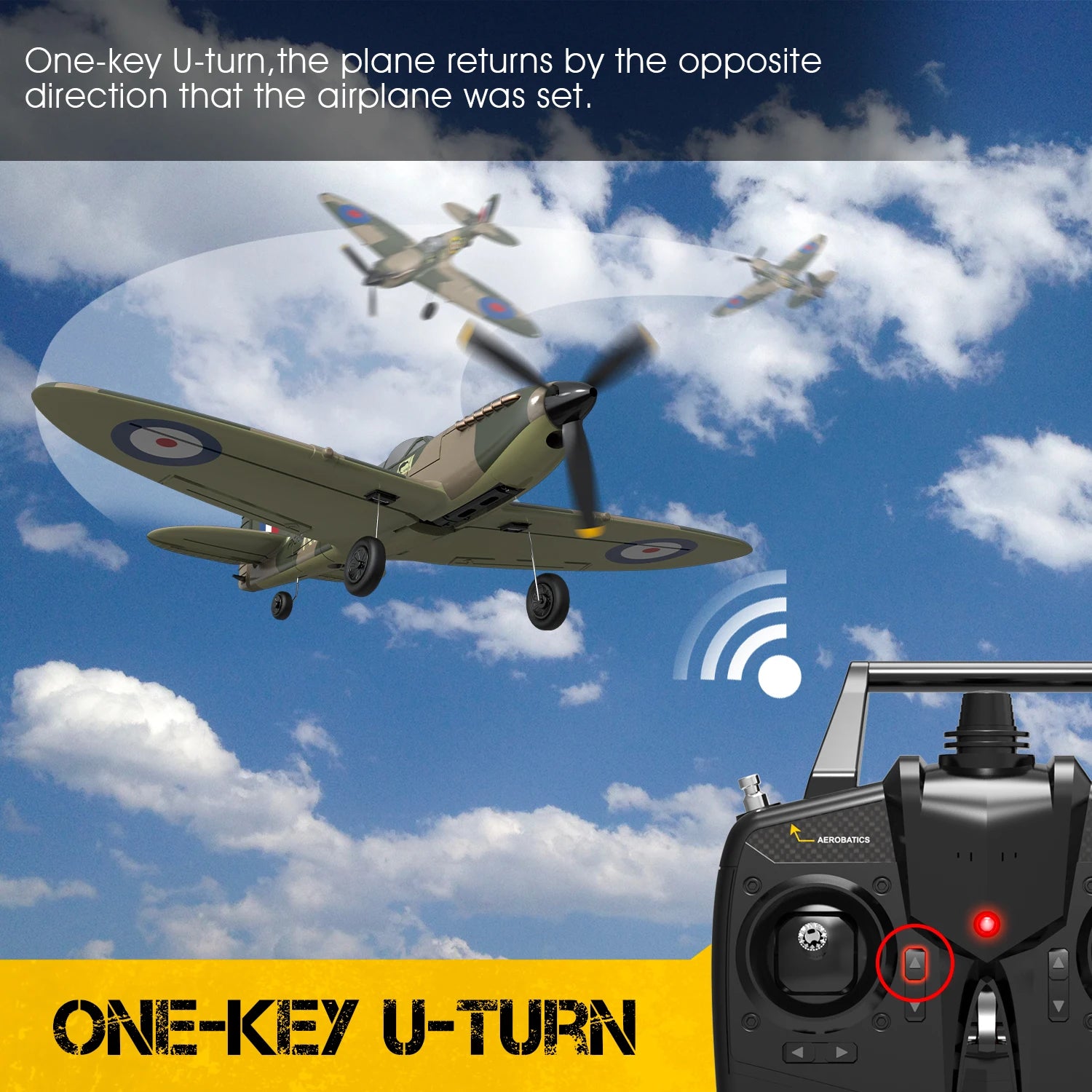 VOLANTEXRC RC Plane Spitefire 400 2.4Ghz 4CH 6-axis Stabilizer System For Beginner Remote Control Airplane 761-12 RTF