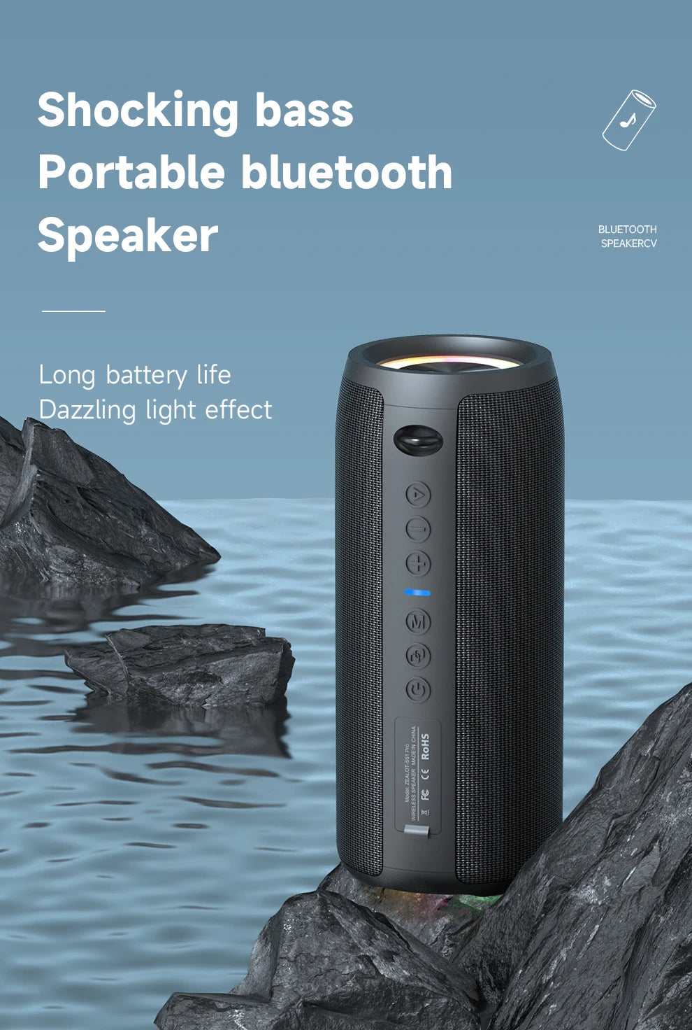 Pro High-power Bluetooth Speaker 40W 3D Stereo Bass Bluetooth Speaker Portable IPX5 Waterproof Suitable TWS Boom Box
