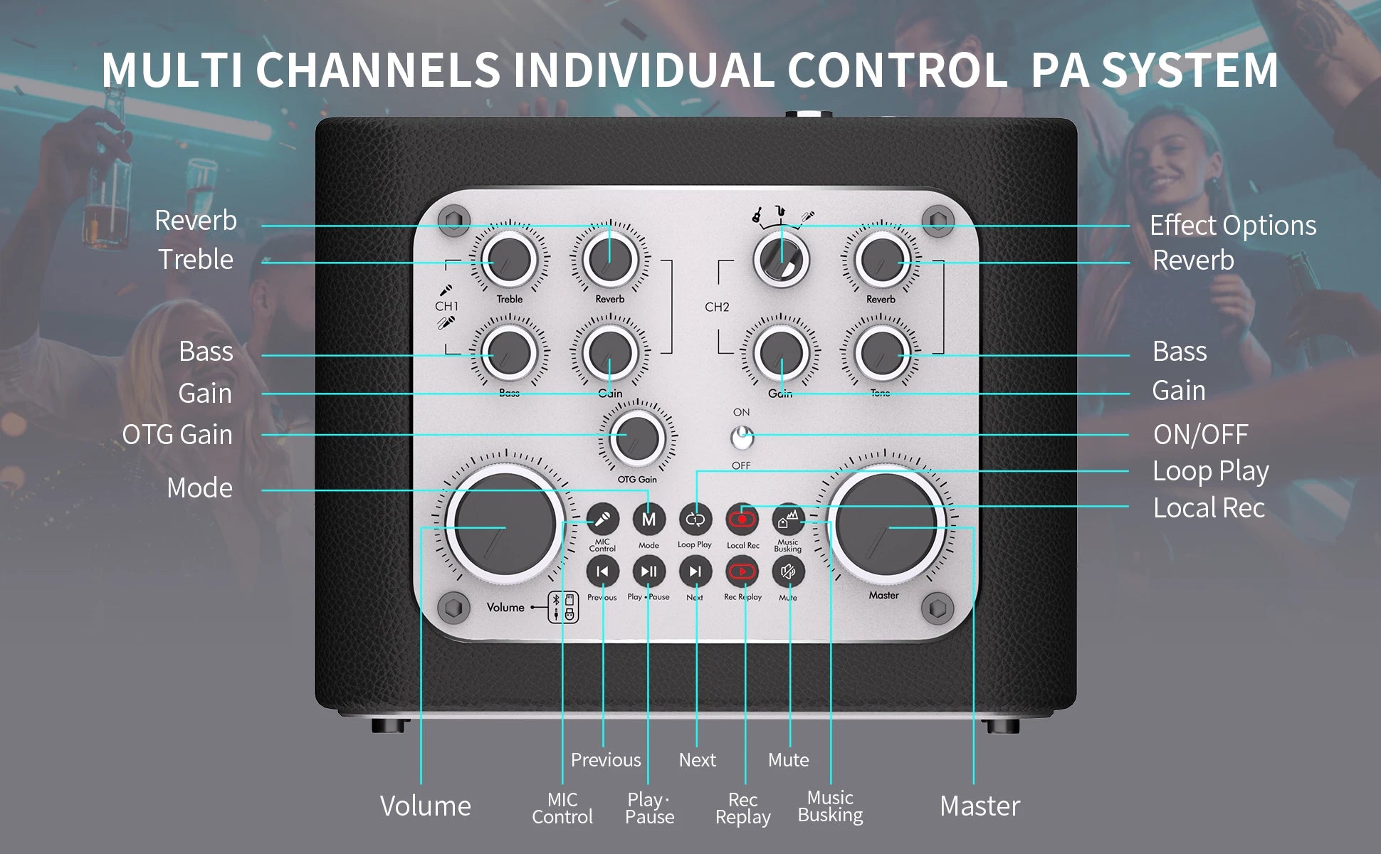 MLOVE D5 Professional Karaoke Machine for Adults with Bluetooth and 2 Wireless Microphones, Portable PA System Speaker, Recordin