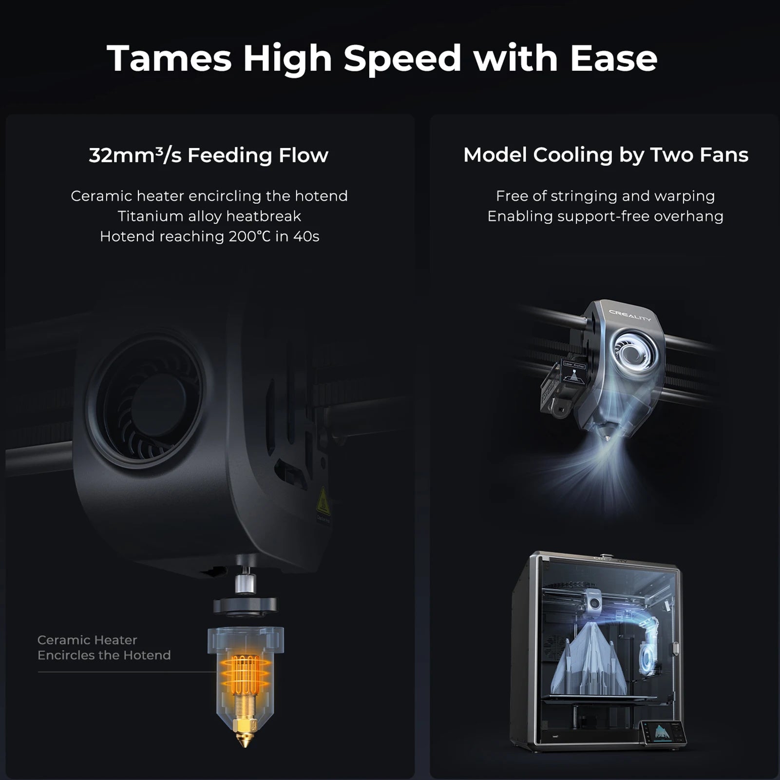 Creality K1 Max 3D Printer 600mm /s Printing Speed Dual-gear Direct Drive Extruder 300x300x300MM