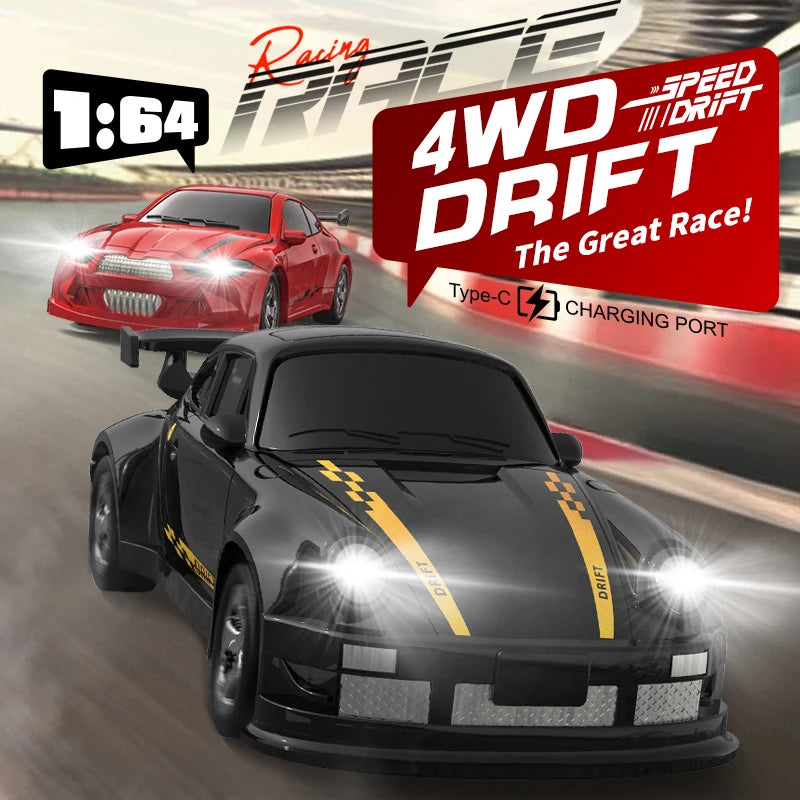 1/64 2.4G High speed Drift Rc Car 4WD Remote Control Car Four Wheel Drive Radio Controlled Mini GTR Racing Model Boy Toy GiftS