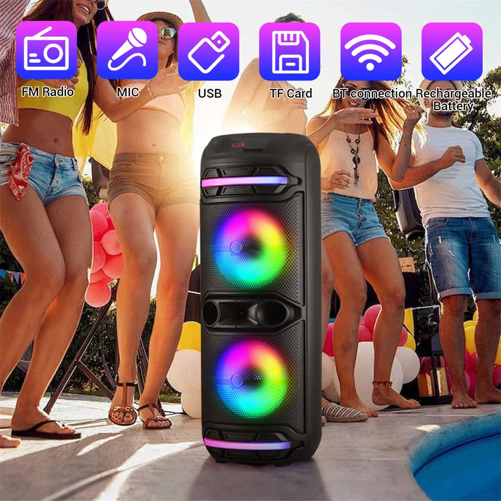 Dual 12" Bluetooth Speaker Loudest/Massive Big Party Boombox Portable Speaker Wireless Subwoofer