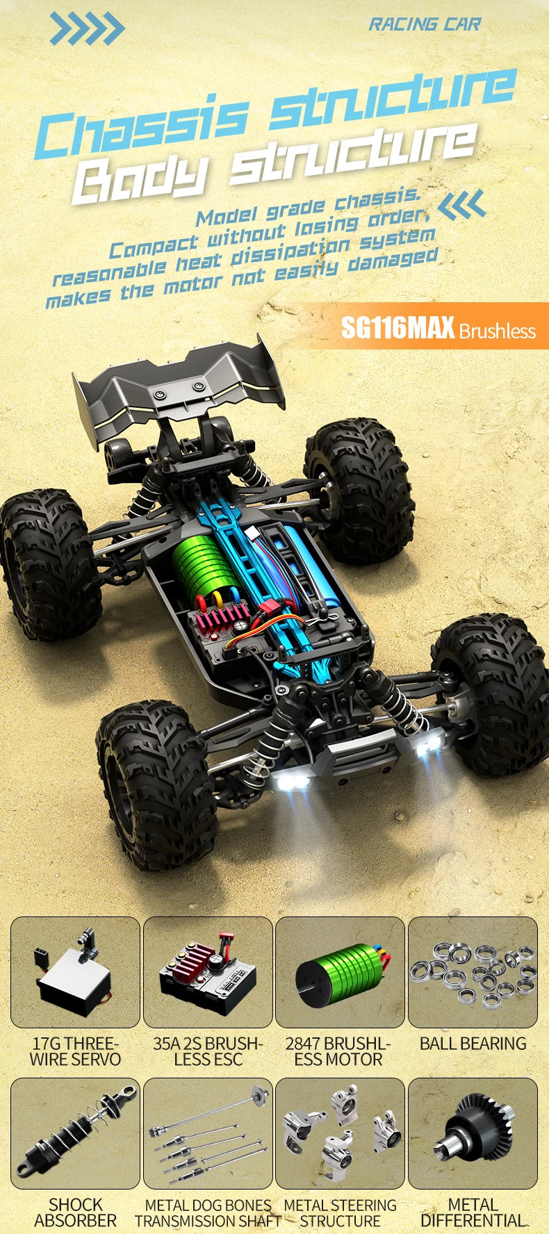 SG116 MAX 1:16 High Speed Drift Racing Car 80KM/H Brushless Motor 4WD SG316 MAX RC Off Road Car Monster Trucks Toy For Kids Gift