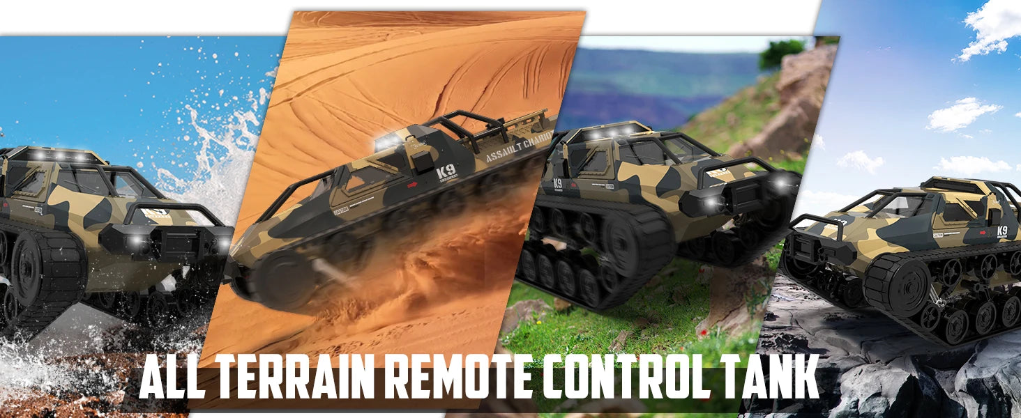 RACENT RC Crawler 1:12 Scale 2.4Ghz Remote Control Tank 4WD 360°Rotating Drifting Car Off-Road All Terrain RC Truck 2 Batteries