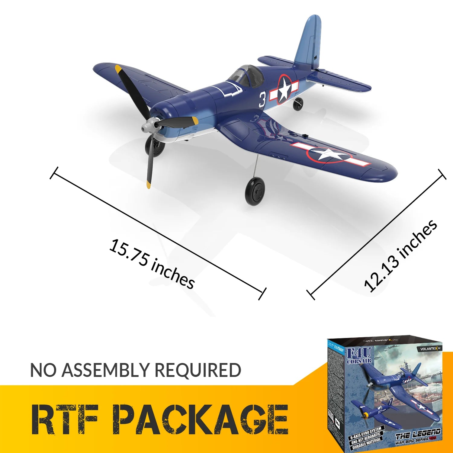 Volantex RC Planes for Adults,4-CH F4U Corsair RC Airplane,One-Key Aerobatic, Stable and Safe,Suitable for Outdoor Activity