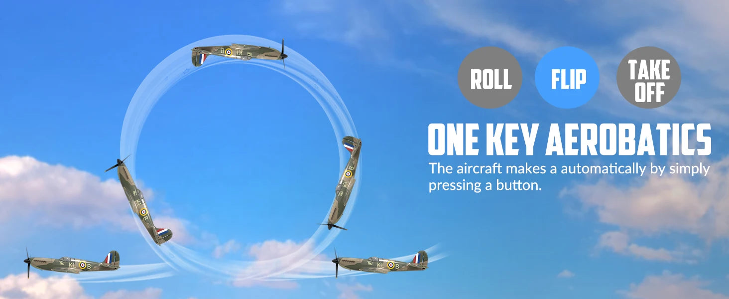 VOLANTEXRC RC Plane Spitefire 400 2.4Ghz 4CH 6-axis Stabilizer System For Beginner Remote Control Airplane 761-12 RTF