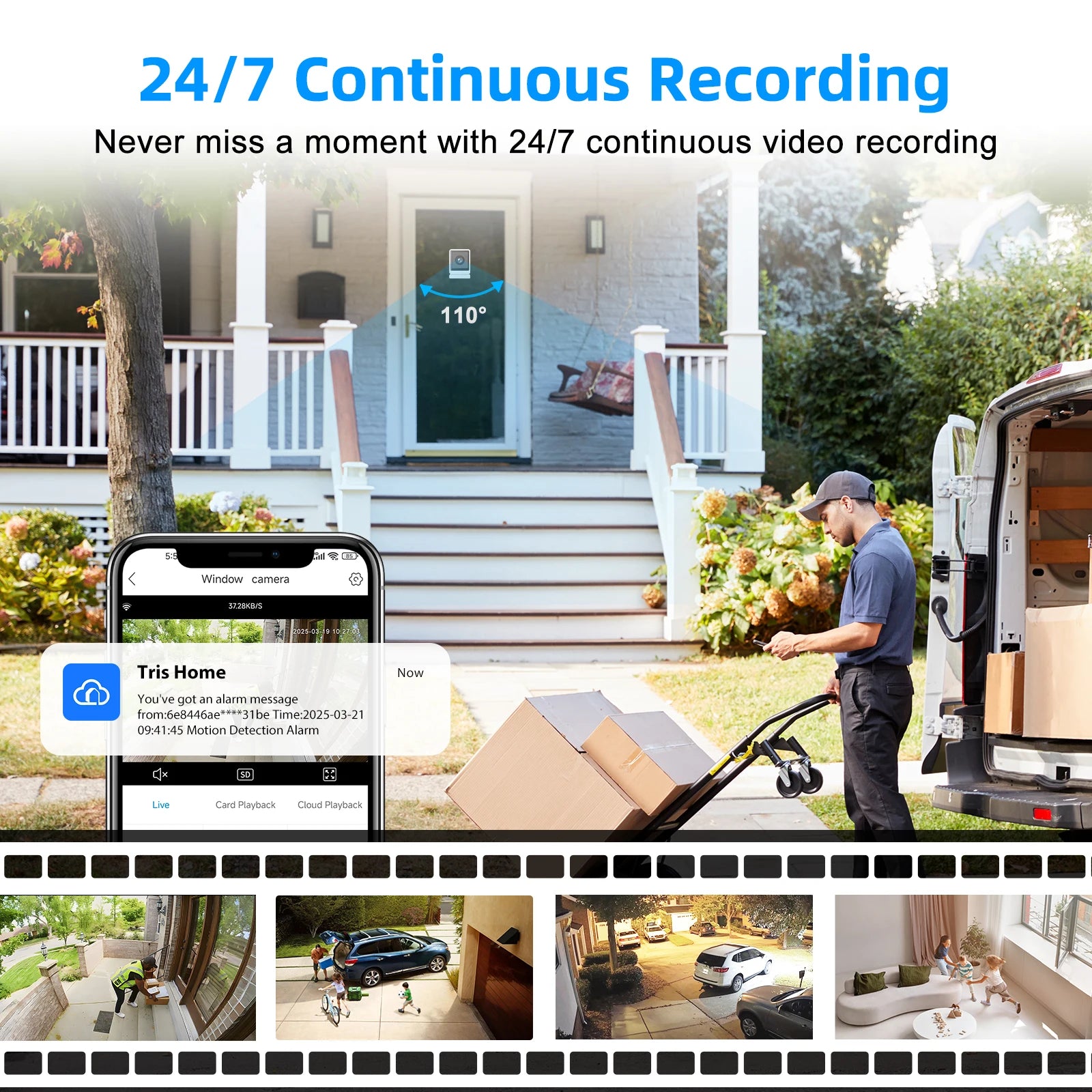 Window Camera Indoor Security 2.4&5Ghz, 110°Wide-angle, With Color Night Vision, Wired 1080p HD Video Camera, 2-Way Audio