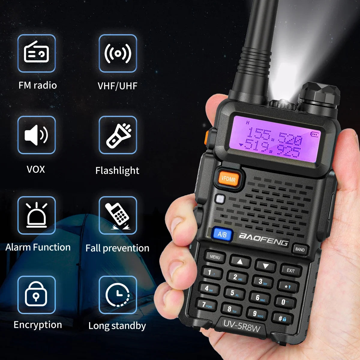 4PCS Baofeng Walkie Talkie UV 5R 8W Ham Radio Long Range Walkie Talkies Dual Band Handheld Two Way Radio with 3800mAh Battery