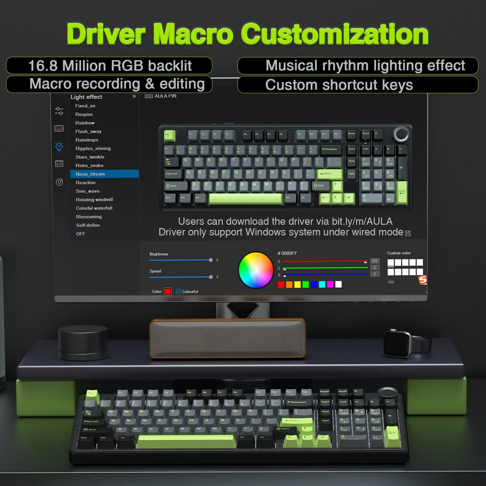 PRO LEVEL Wireless Gaming Keyboard Gasket Structure Compatible with 3/5 Pins Hot-swap Mechanical Keyboard with Media Knob