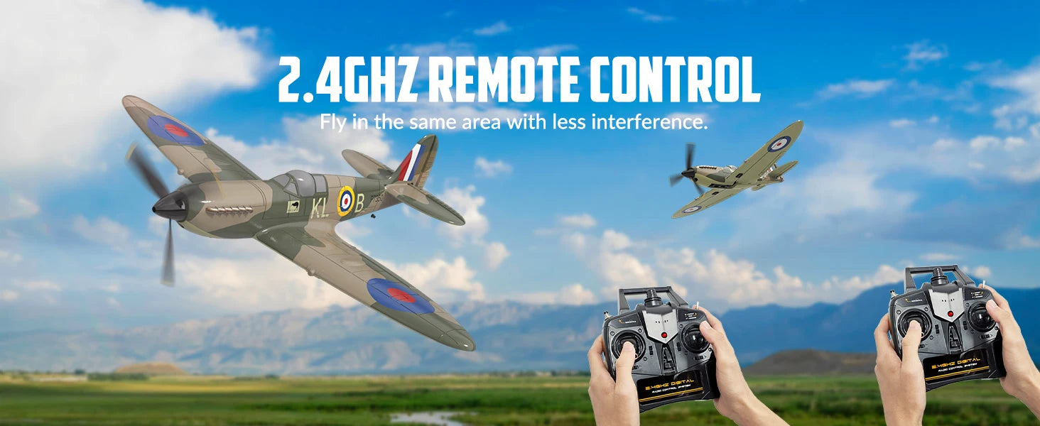 VOLANTEXRC RC Plane Spitefire 400 2.4Ghz 4CH 6-axis Stabilizer System For Beginner Remote Control Airplane 761-12 RTF