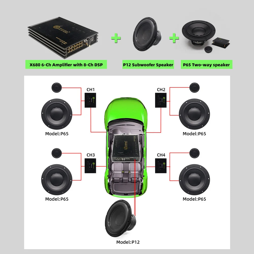 Sennuopu X680 8 Channels DSP Automotive Sound for Car 4 Channel Amp Car Sound Amplifier Digital Audio Processor with Bluetooth
