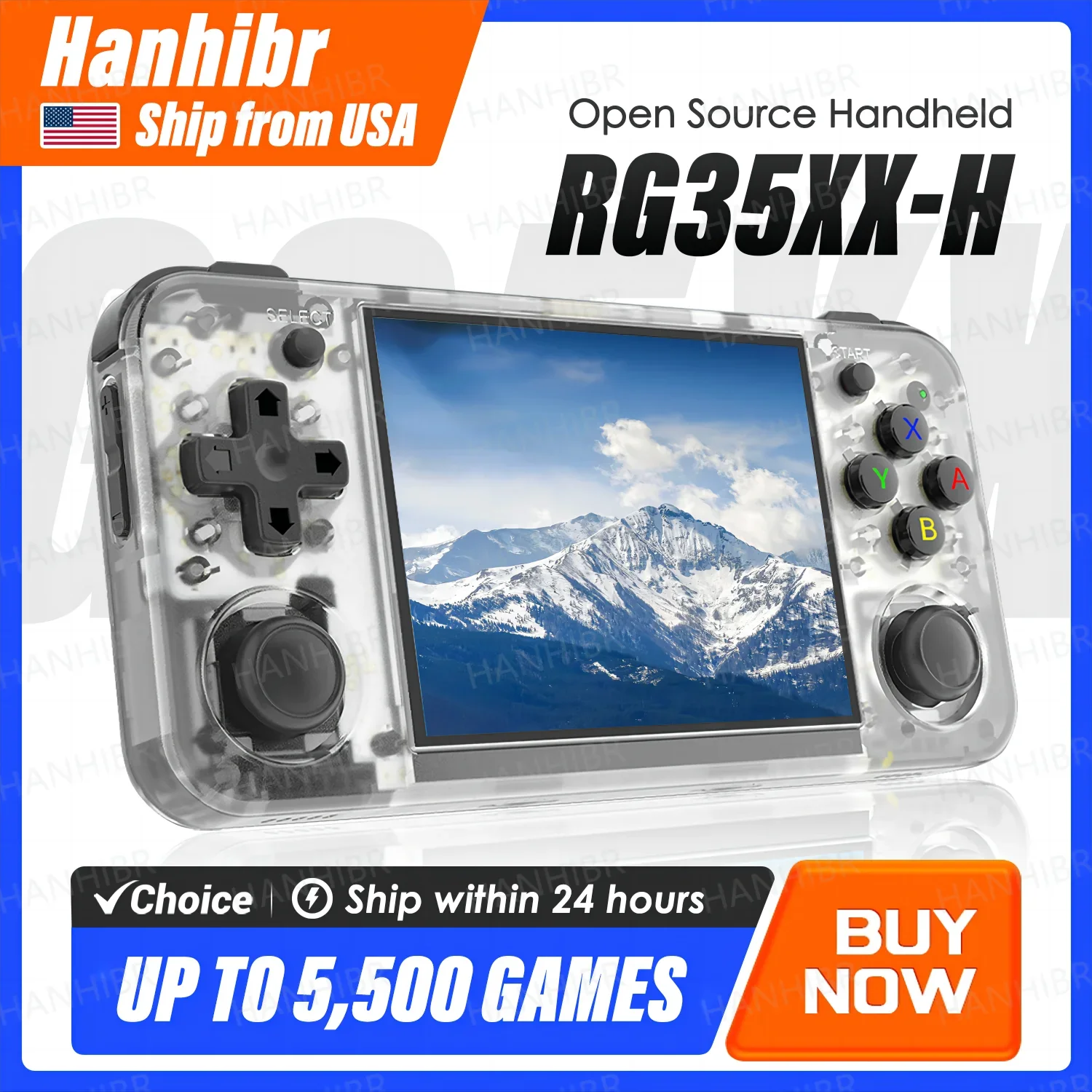 ANBERNIC RG35XX H Handheld Game Console 3.5''IPS Screen HDMI Output Linux System RG35XXH Retro Video Simulator Console Kids Gift