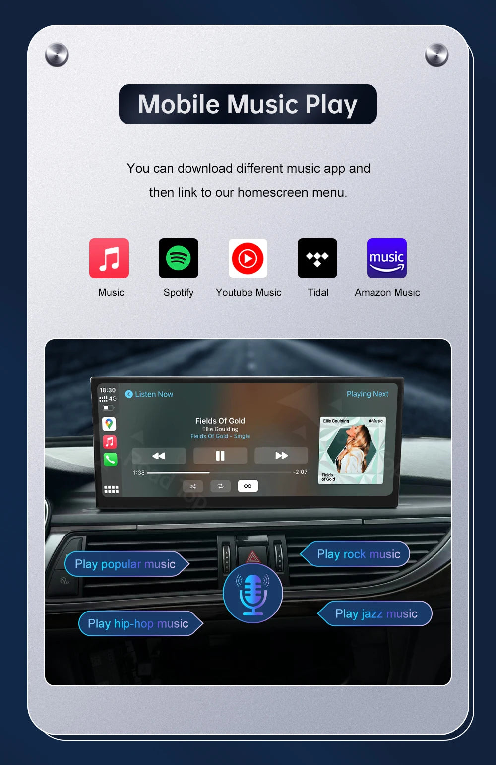 12.3'' Touch Screen Multimedia Display for Audi A6 A7 3G MMI HN+ RMC MHI2011-2018 with Airplay Wireless Carplay And Android Auto