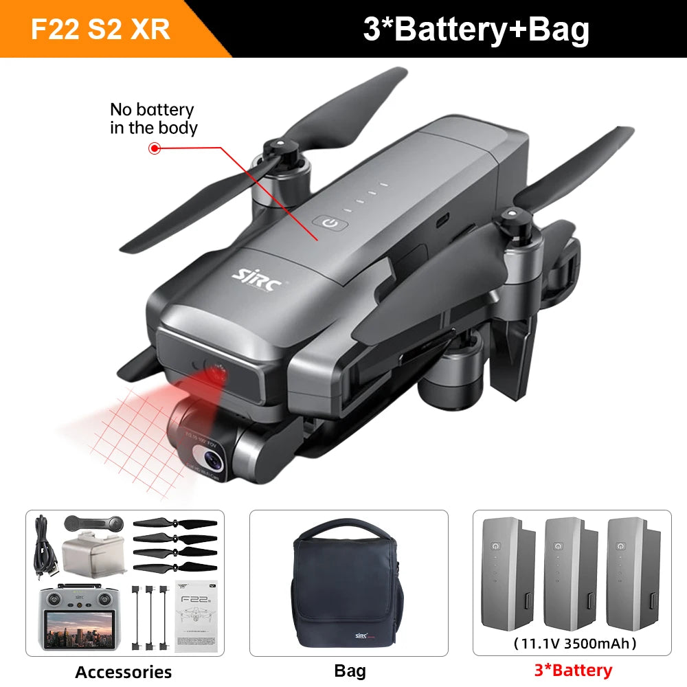 F22 S2 XR PRO+ GPS Professional Drone With 4K EIS Camera Obstacle Avoidance Drones 2Axis Stabilized Gimbal 6KM RC Quadcopter
