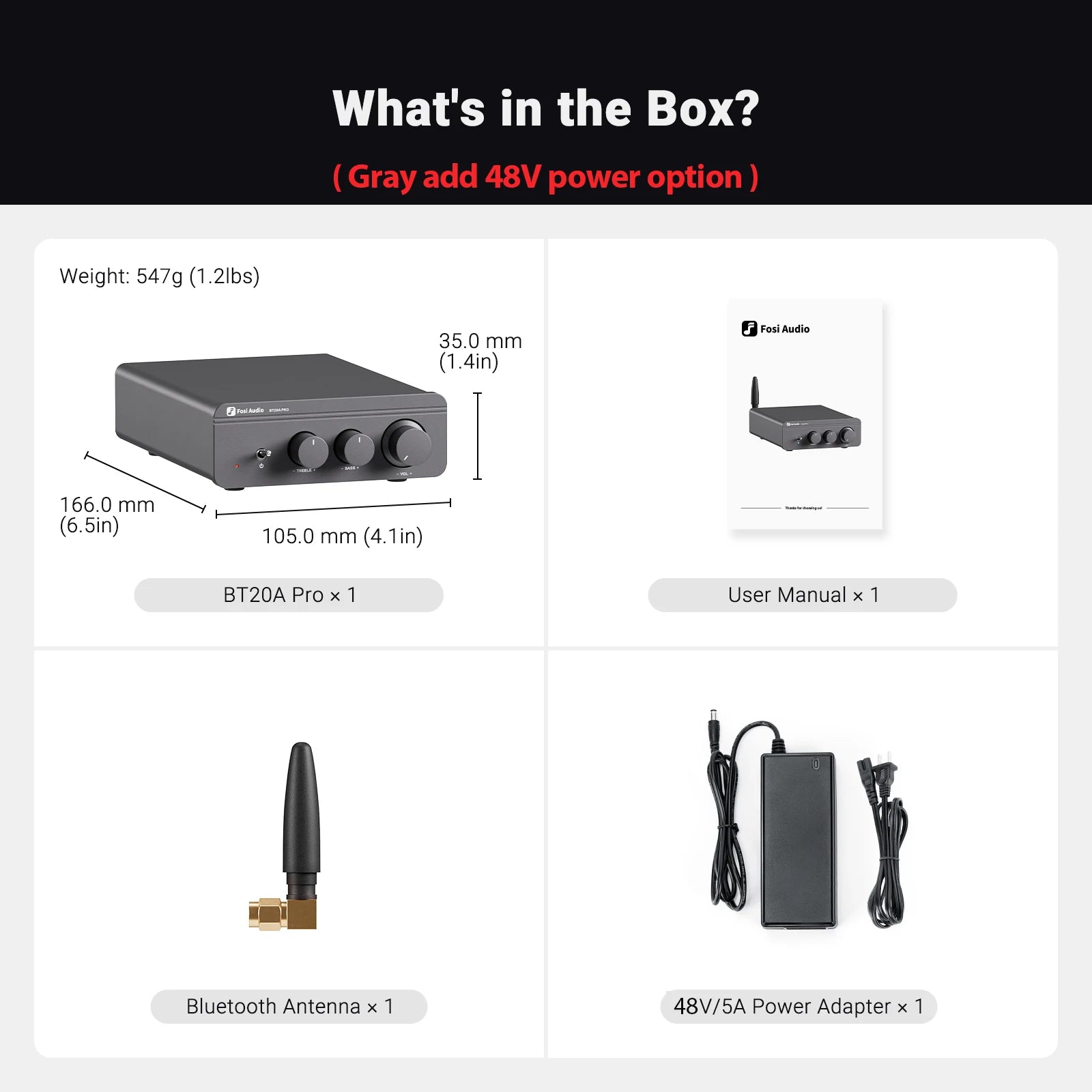 Fosi Audio TPA3255 Bluetooth Sound Power Amplifier 300W x2 Mini HiFi Stereo Class D Amp Bass Treble For Home Theater BT20A Pro