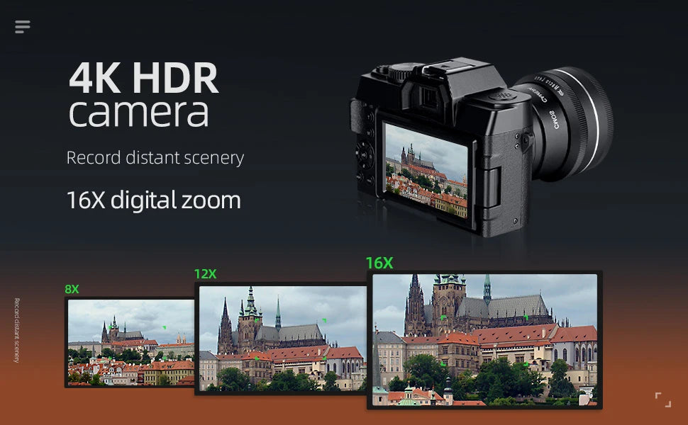 Macro Lens 4K Digital Camera Flip Screen Selfie Camcorder 48MP Youtube Vlog WIFI Webcam  Video Recorder 16X Digital Zoom