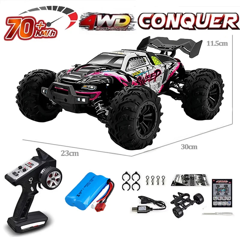 SCY 1:16 70KM/H or 50KM/H 4WD RC Car with LED Remote Control Cars High Speed Drift Monster Truck for Kids Vs Wltoys 144001 Toys